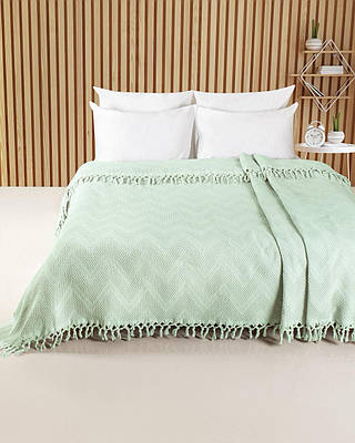 Покривало Saheser Zick - Zack 100% хлопок 180х220см мятний