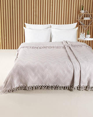 Покривало Saheser Zick - Zack 100% хлопок 220х240см світло сірий