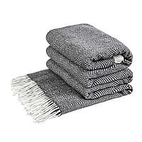 Плед Мериносовий ЗІГ-ЗАГ темно - сірий Love You 140 x 200 см