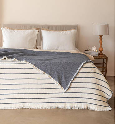 Муслінове покривало Moss Exclusive Muslin 230×250см темно синій