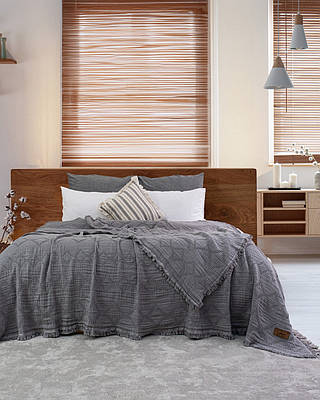 Муслінове покривало Saheser Oscar 230 х 250см сірий