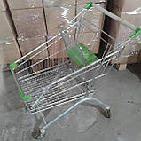 Б/В Покупецький візок WANZL EL 75 л (Німеччина) — міцна торгова візка із зеленою ручкою для магазину та супермаркету, фото 2