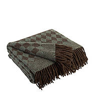 Плед з екологічної вовни Коричнево-зелений Love You 140 x 200 см