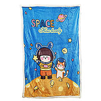 Плед-ковдра дитячий велюр із шерпою Космонавти HomeBrand