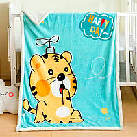 Плед-ковдра дитячий велюр із шерпою Тигреня HomeBrand