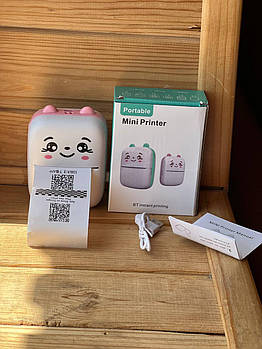 Портативний термопринтер Bambi Cat Mini printer Рожевий Лучшая цена