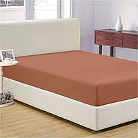 Простирадло на резинці Бежево-коричневе HomeBrand 180х200 25 см