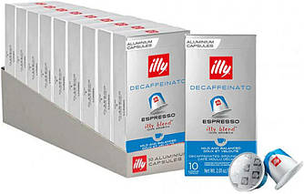 Ящик 10 УПАКОВОК! Кава в капсулах Nespresso ILLY ESPRESSO Decaffeinato (10 пачок = 100 капсул)
