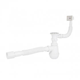 Сифон для кухонної мийки Lidz LK17, колбовий з квадратним переливом (вихід 50 мм)