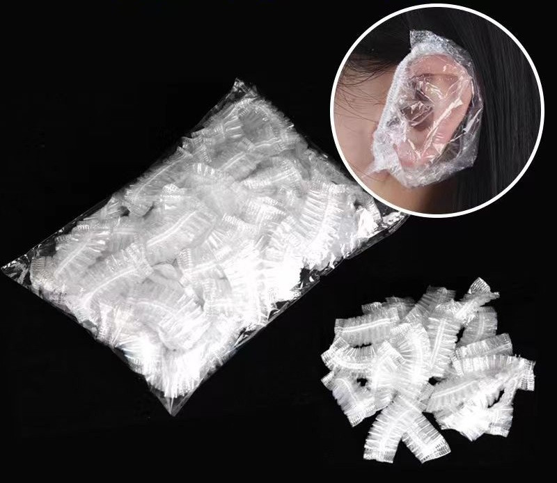 Одноразові накладки на вуха для захисту від води та фарби 100 шт. Захист вух під час фарбування волосся, фото 1