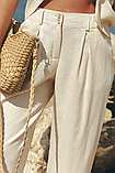 Льняні жіночі штани укорочені з манжетами на резинці з кишенями 42–52 – літні, базові, стильні, комфортні, фото 3