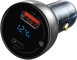 Автомобільна зарядка Baseus 65W QC 4.0 PD 3.0 PPS USB + Type-C для швидкої зарядки телефону, планшета, ноутбука