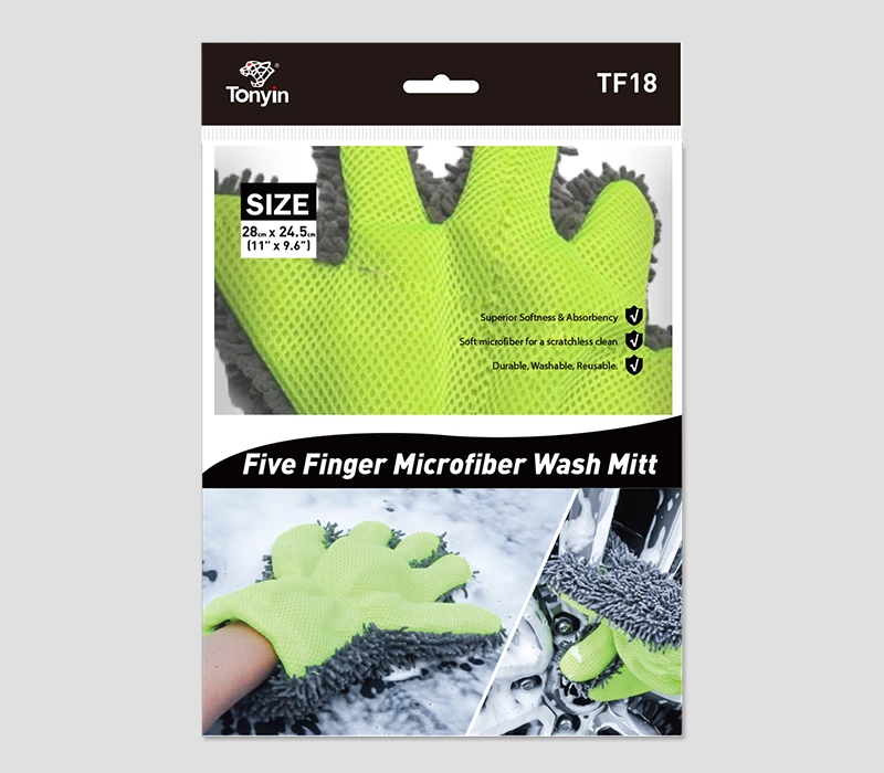 Рукавиця для миття з пальцями Tonyin microfiber finger washing mitt