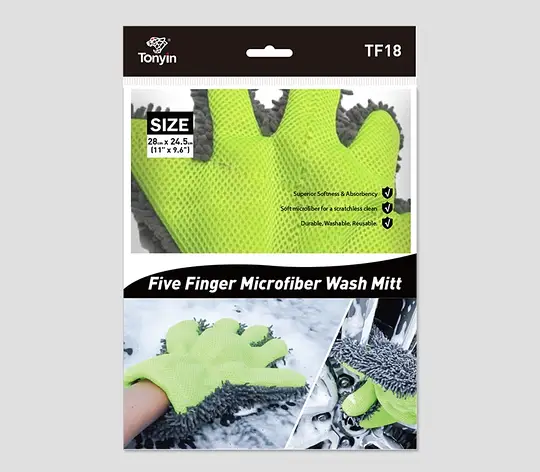 Рукавиця для миття з пальцями Tonyin microfiber finger washing mitt, фото 1