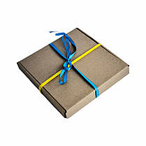 Дерев'яна тарілка 20 см "Чорна з Півнем", подарункове пакування , з авторським петриківським розписом, фото 5