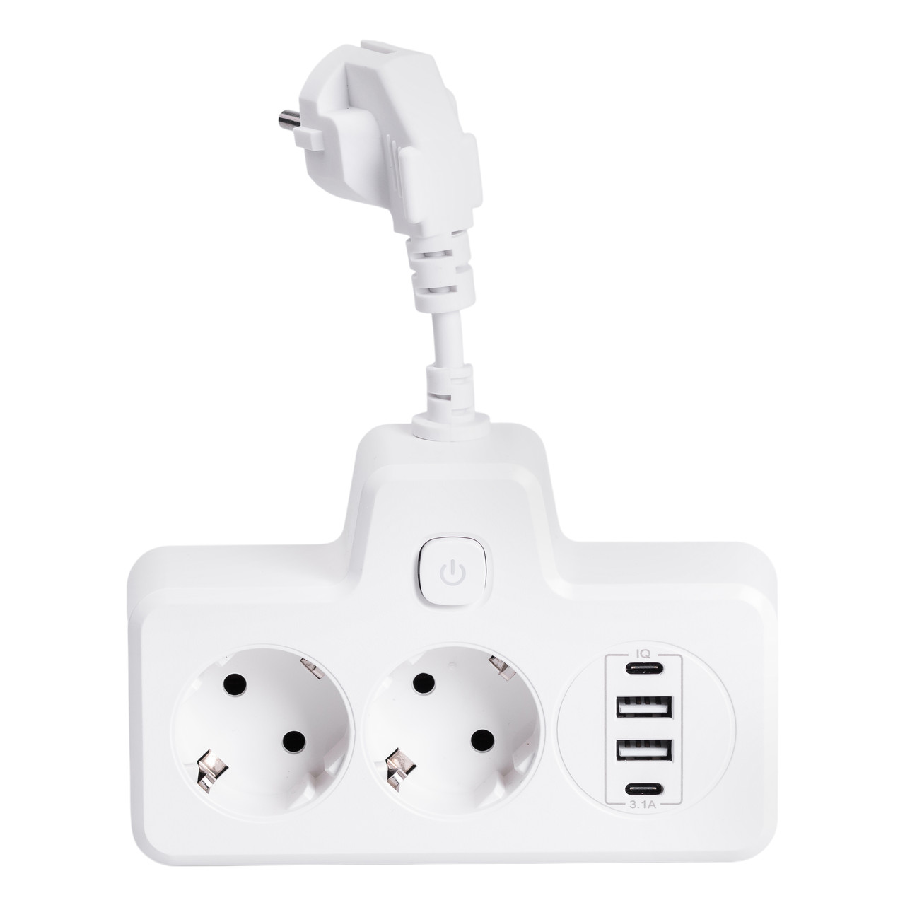 Мережевий фільтр на 2 євро розетки з 2 USB та 2 Type-C 4 порти Білий Lugi