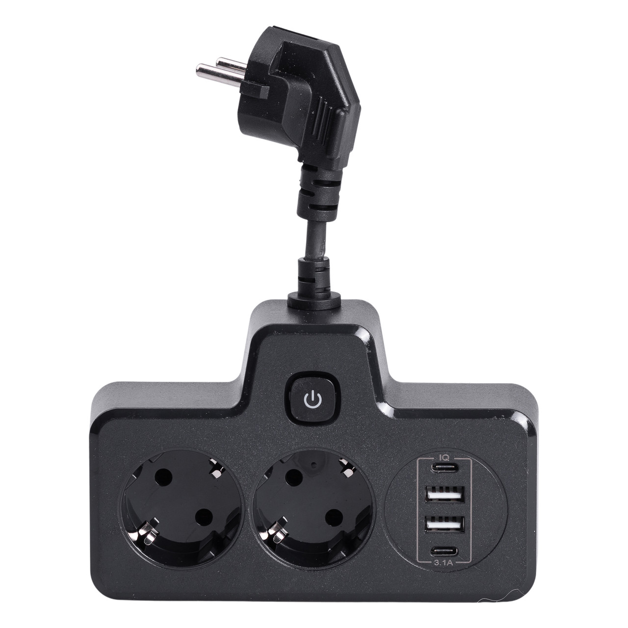 Мережевий фільтр на 2 євро розетки з 2 USB та 2 Type-C 4 порти Чорний Lugi