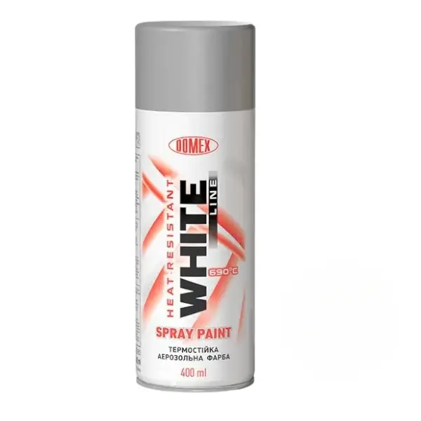 Аерозольний балон, (WL121) DOMEX WHITE LINE, високотемпературна, срібна 121, 400 мл, фото 1