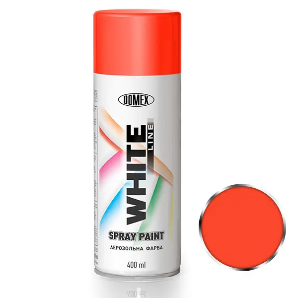 Аерозольний балон фарба, (WL3020) DOMEX WHITE LINE, яскраво-червона RAL3020, 400 мл, фото 1