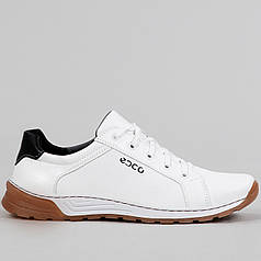 Шкіряні чоловічі білі кросівки (ЛК 40 б)