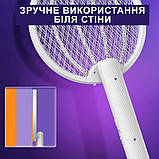 Ракетка мухобойка для комарів та комах електрична 3 режими встановлення Mosquito Swatter біла (GS-187332), фото 4
