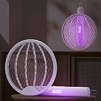 Ракетка мухобойка для комаров и насекомых электрическая 3 режима установки Mosquito Swatter белая (GS-187332)