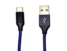 Дата кабель USB 2.0 AM to Type-C 90 см blue в нейлоновому обплетенні