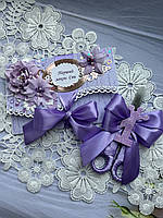 Конверт та ножнички для першого локона дівчинки