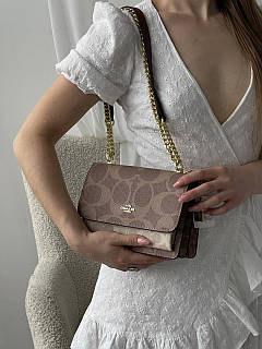 Сумочка жіноча Coach Mini Klare Crossbody Кросс-боді Коричнево-молочний