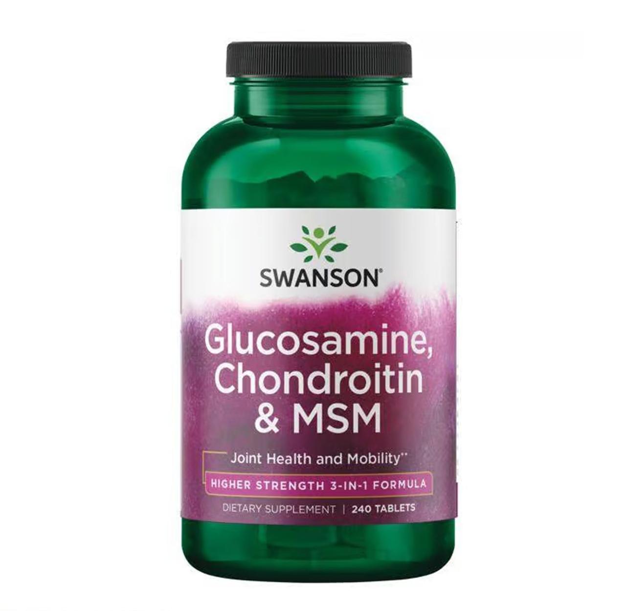Глюкозамін, хондроїтин та ЧСЧ Swanson Glucosamine Chondroitin & Msm, 240 таблеток, фото 1