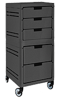 Пластиковий комод на коліщатках на 5 ящиків темно-сірий, пересувна етажерка для дому та офісу Алеана