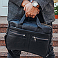 Сумка для ноутбука Tiding Bag чорна натуральна шкіра чоловіча портфель для документів, фото 3