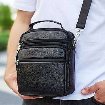 Чоловіча сумка-барсетка Bexhill A25-228C чорна натуральна шкіра для щоденного використання
