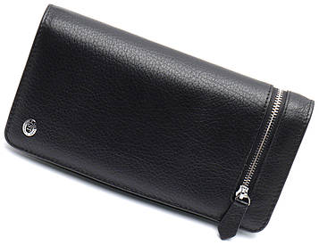 Чорний багатофункціональний чоловічий гаманець з натуральної шкіри МС291