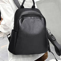 Жіночий шкіряний рюкзак міського типу 23х30х13, сумка на спину під мат, чорна