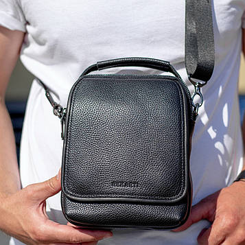 Чоловіча шкіряна сумка барсетка TD-22011 через плече з ручкою для щоденного використання