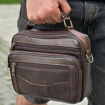 Чоловіча сумка месенджер BEXHILL 61881B натуральна шкіра коричнева через плече для повсякденного використання