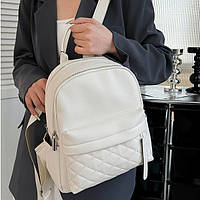 Жіночий шкіряний наплічник міський 35х26х17, рюкзак з натуральної шкіри, білий