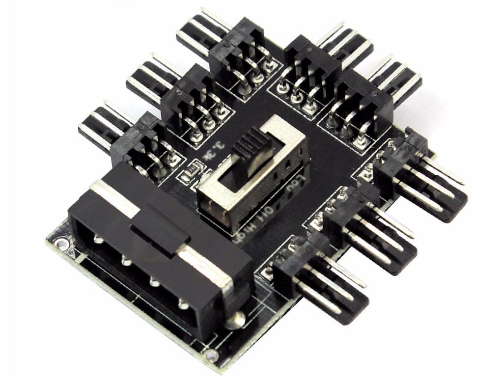 Перехідник molex to 8 x 3pin — розгалужувач живлення для кулерів, фото 1