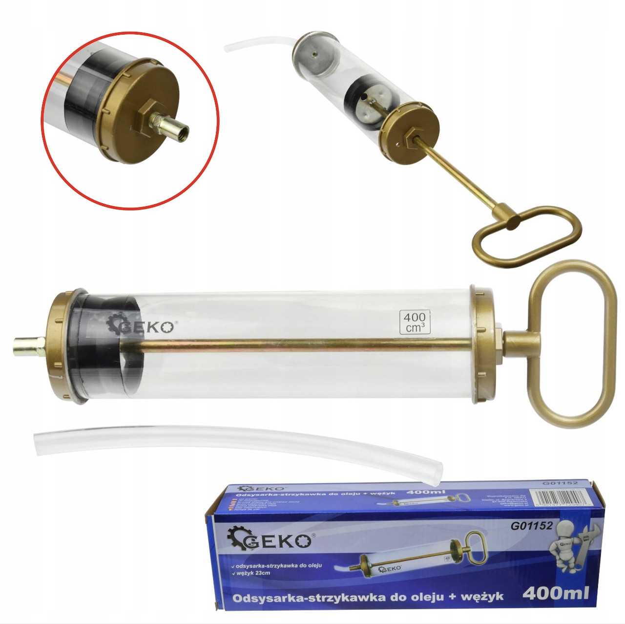 Шприц нагнітач для всмоктування та заливання олії 400мл Geko G01152  Польща, фото 1