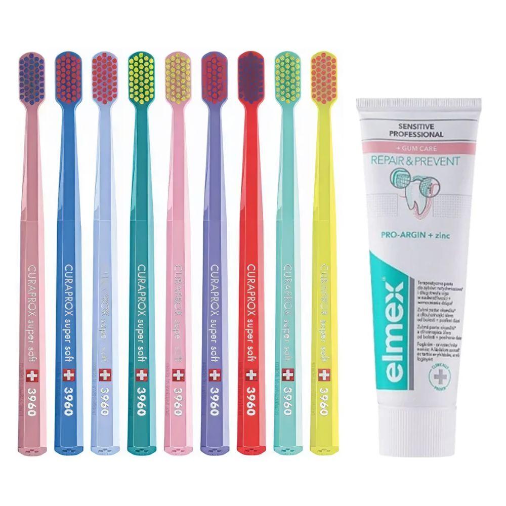 Зубна щітка Curaprox CS 3960 Super Soft + зубна паста ELMEX Sensitive Professional Repair&Prevent+Gum Care проти гіперчутливості