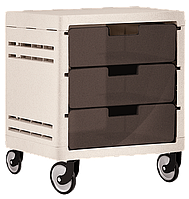 Пластикова тумбочка на 3 ящики мінікомод на коліщатках для салонів, балкона, офісу, дому Алеана