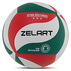 М'яч волейбольний Zelart VB-9000 5 PU Білий-зелений-червоний, 8605833 — 313