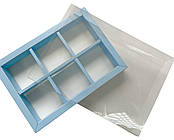 Коробка для моті на 6 шт. блакитна, 190*128*35