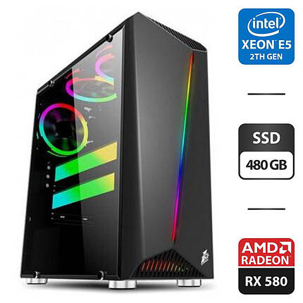 Ігровий ПК 1stPlayer R3-3R1 Color LED Black MT/ Xeon E5-2670 v3/ 16GB RAM/ 480GB SSD/ Radeon RX 580 8GB/ 500W, фото 1