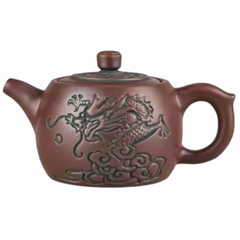 Чайник для чайної церемонії 360мл дракон Юпін з Ісинської лилової глини мистецтво Даоса Темний, фото 1