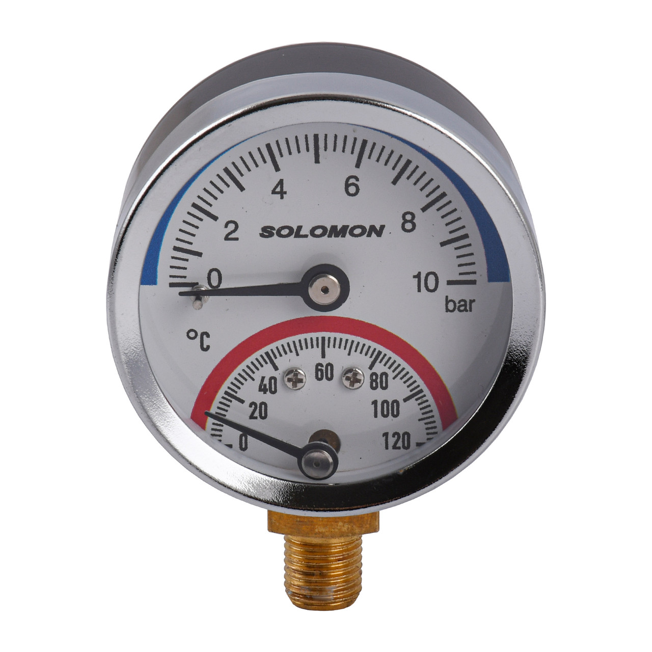 Термоманометр радіальний   SOLOMON  V1244 S М10х1 для систем опалення, фото 1