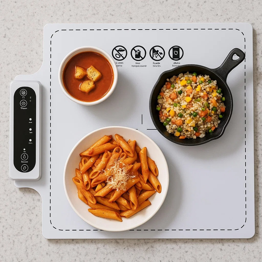 Килимок силіконовий на кухню для підігріву та розморожування їжі, напоїв, готових страв дитячих пляшечок Килимок силіконовий на, фото 1