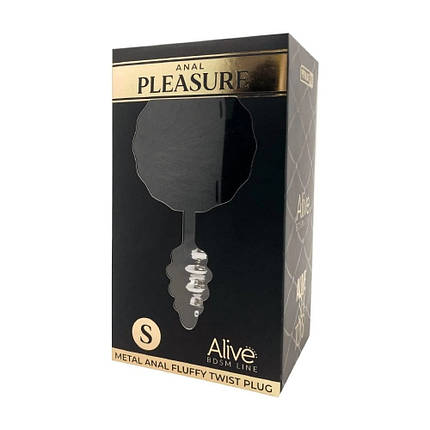 Анальна рельєфна пробка Alive Anal Pleasure із чорним хвостиком, М, фото 3