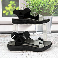 Босоніжки дитячі для хлопчика BBT чорні з сірим на липучках 5409